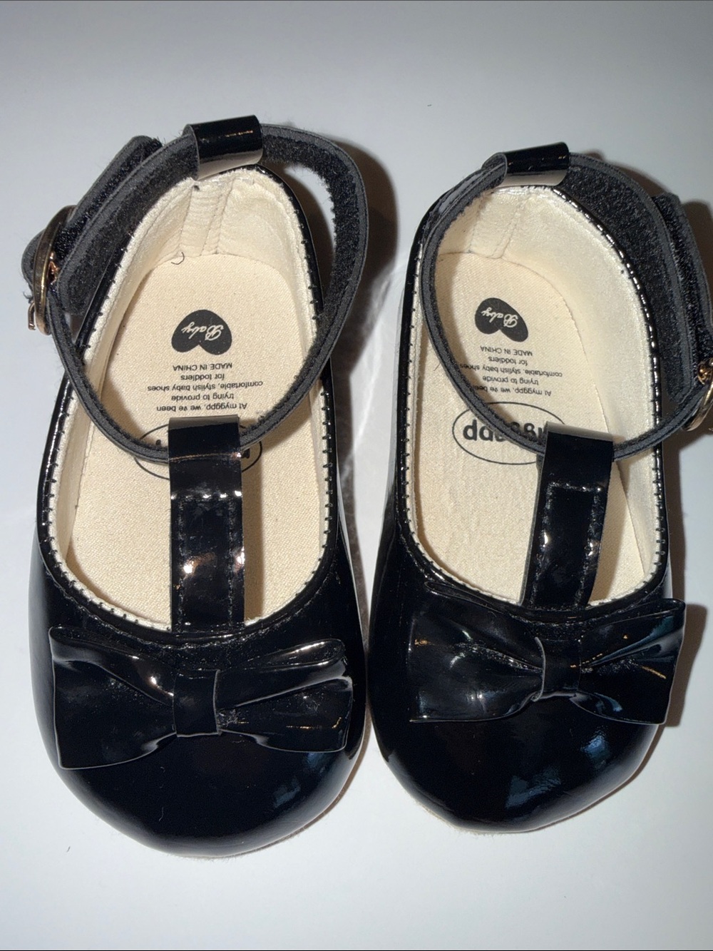 MYGGPP Black Patent T-Strap Mary Jane Baby Shoes Size 5